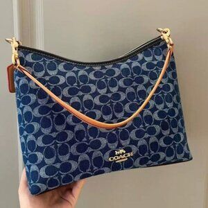 COACH Laurel Shoulder Bag Signature Denim Denim